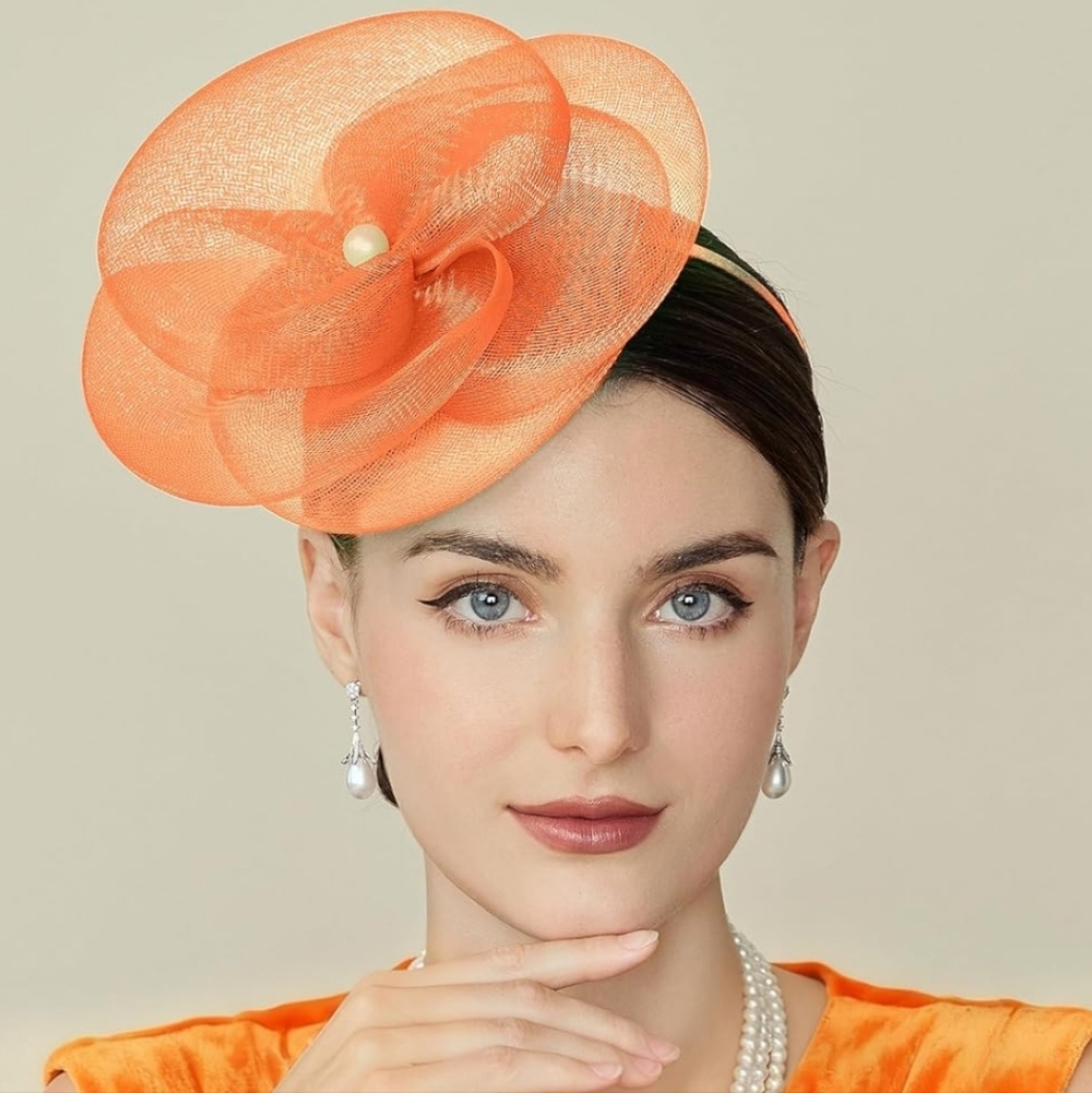 NEW! Sunset Orange  Fascinator Hat